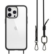 ME_IOGCSPTRP_BK [iPhone 15 Pro Max 対応 ケース 斜めがけ 首掛け 肩掛け スマホショルダー ストラップ 付/耐衝撃 米軍 MIL規格 クリア 耐衝撃ケース ROAM＋ ブラック]