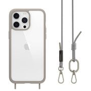 ME_IOGCSPTRP_GY [iPhone 15 Pro Max 対応 ケース 斜めがけ 首掛け 肩掛け スマホショルダー ストラップ 付/耐衝撃 米軍 MIL規格 クリア 耐衝撃ケース ROAM＋ グレー]