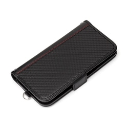 PG-23AFP04BK [iPhone 15 用 フリップカバー カーボン調ブラック]