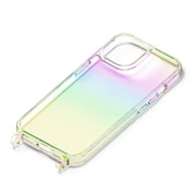 PG-23APT09AR [iPhone 15 用 ショルダーストラップホール付クリアハイブリッドケース オーロラ]