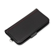 PG-23BFP04BK [iPhone 15 Pro用 フリップカバー カーボン調ブラック]