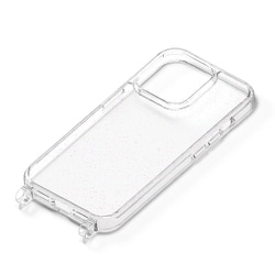 PG-23BPT08LM [iPhone 15 Pro用 ショルダーストラップホール付クリアハイブリッドケース ラメ]