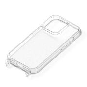 PG-23BPT08LM [iPhone 15 Pro用 ショルダーストラップホール付クリアハイブリッドケース ラメ]