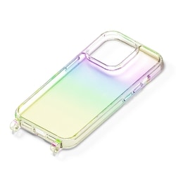 PG-23BPT09AR [iPhone 15 Pro用 ショルダーストラップホール付クリアハイブリッドケース オーロラ]