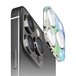 PG-23BCLG07SV [iPhone 15 Pro/iPhone 15 Pro Max用 カメラフルプロテクター オーロラ/シルバー]
