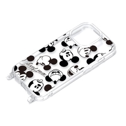 PG-D23BPT15MKY [iPhone 15 Pro用 ショルダーストラップホール付クリアハイブリッドケース ミッキーマウス]