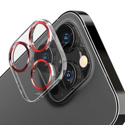 PG-YB23BCLG04RD [iPhone 15 Pro/iPhone 15 Pro Max用 カメラレンズプロテクター クリア/レッド]