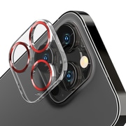 PG-YB23BCLG04RD [iPhone 15 Pro/iPhone 15 Pro Max用 カメラレンズプロテクター クリア/レッド]
