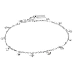 925 Sterling Silver キュービックジルコニア/シェルアンクレット 長さ：25.5cm F034-01H-SV