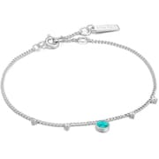 925 Sterling Silver キュービックジルコニア/トルコ石ブレスレット 長さ:17.78cm ターコイズ直径:3.5mm B022-03H-SV