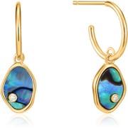 925 Sterling Silver シェルピアス 長さ：28mm フープの幅：1.5mm フープの直径：15.5mm アバロンパールのサイズ：4×2.5mm E027-01G-SV