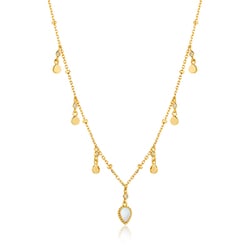 925 Sterling Silver キュービックジルコニア/シェルネックレス 長さ：43cm N016-02G-SV