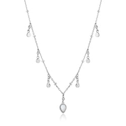 925 Sterling Silver キュービックジルコニア/シェルネックレス 長さ：43cm N016-02H-SV