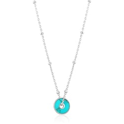 925 Sterling Silver トルコ石ネックレス 長さ：43cm ターコイズ直径：8mm N022-01H-SV