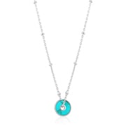 925 Sterling Silver トルコ石ネックレス 長さ:43cm ターコイズ直径:8mm N022-01H-SV