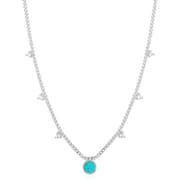 925 Sterling Silver キュービックジルコニア/トルコ石ネックレス 長さ：48cm ターコイズ直径：2.5mm N022-03H-SV