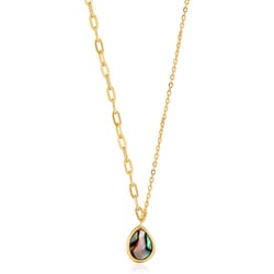 925 Sterling Silver シェルネックレス 長さ：45cm ペンダントサイズ：7.7×10mm アバロンパールのサイズ：6×8mm N027-02G-SV