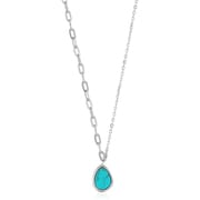 925 Sterling Silver トルコ石ネックレス 長さ:45cm ペンダントサイズ:7.7×10mm ターコイズサイズ:6×8mm N027-02H-SV