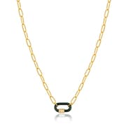 925 Sterling Silver キュービックジルコニア/エナメルネックレス 長さ:45cm N031-01G-G-SV