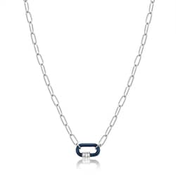 925 Sterling Silver キュービックジルコニア/エナメルネックレス 長さ：45cm N031-01H-B-SV