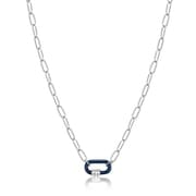 925 Sterling Silver キュービックジルコニア/エナメルネックレス 長さ:45cm N031-01H-B-SV