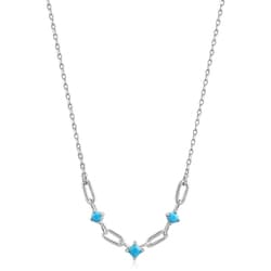 925 Sterling Silver トルコ石ネックレス 長さ：43cm ペンダントサイズ：7.8×5.5mm N033-03H-SV