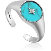 925 Sterling Silver トルコ石/キュービックジルコニアリング リング幅:0.28~1cm ターコイズの直径:0.9cm オープンリング:1.61-1.86cm R022-01H-SV