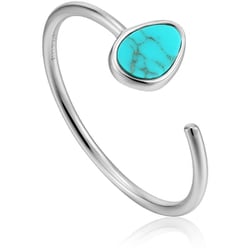 925 Sterling Silver トルコ石リング リング幅1.7～11mm ターコイズサイズ：4×5.5mm オープンリング：1.61-1.86cm R027-02H-SV
