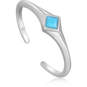 925 Sterling Silver トルコ石リング バンド幅：1.2～4.9mm ターコイズサイズ：2.5×2.5mm オープンリング：1.61-1.86cm R033-02H-SV