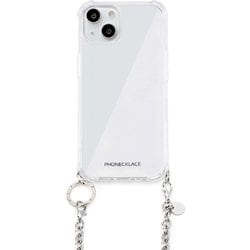 PN25558i15 [チェーンショルダーストラップ付きクリアケース for iPhone 15 シルバー]