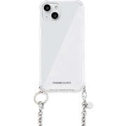 PN25558i15 [チェーンショルダーストラップ付きクリアケース for iPhone 15 シルバー]