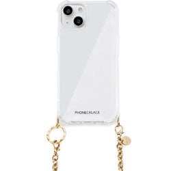 PN25559i15 [チェーンショルダーストラップ付きクリアケース for iPhone 15 ゴールド]