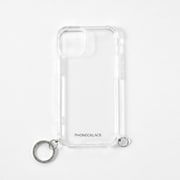 PN25564i15 [ストラップ用リング付きクリアケース for iPhone 15 シルバーチャーム]