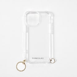 PN25581i15PR [ストラップ用リング付きクリアケース for iPhone 15 Pro ゴールドチャーム]