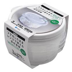 保存容器 丸型 M 270ml 3個 エア弁付 ホワイト レンジ名人 キッチン 耐熱 冷凍 目盛り