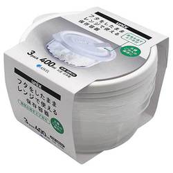 保存容器 丸型 L 400ml 3個 エア弁付 ホワイト レンジ名人 キッチン 耐熱 冷凍 目盛り