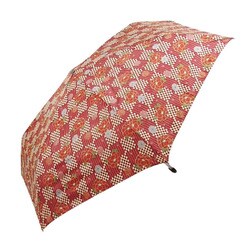 折りたたみ傘 55cm 手開き式 UV加工 椿 ワイン 14920
