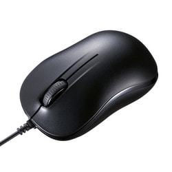 マウス 有線 ブルーLED 小型 ケーブル長1.5m 左右対称 USB A 3ボタン ブラック MA-SBL188BKN