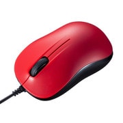 マウス 有線 ブルーLED 小型 ケーブル長1.5m 左右対称 USB A 3ボタン レッド MA-SBL188RN