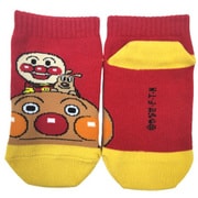 187-23Q2 [アンパンマン 乗り物柄 フロント スニーカー丈 Kids Size スニーカー丈ソックス レッド 13/19]