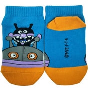 187-23Q2 [アンパンマン 乗り物柄 フロント スニーカー丈 Kids Size バイキンマン スニーカー丈ソックス サックス 13/19]