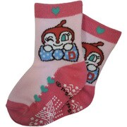 1872-3U0 [アンパンマン 5キャラクルー丈 Kids Size ドキンちゃん クルー丈ソックス ピンク 9/14]