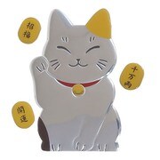 エンブレムステッカー 招き猫 銀 ME117