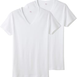 YG綿100％ VネックTシャツ （2枚組） LL ホワイト YV20152Y