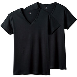 YG綿100％ VネックTシャツ （2枚組） LL ブラック YV20152Y