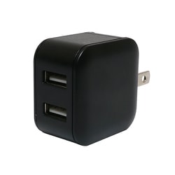 USB AC充電器 合計出力2.4A USB-A×2 薄型 自動出力制御IC搭載 スイング式ACプラグ採用 ブラック MBP-US03/BK