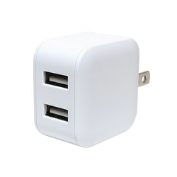USB AC充電器 合計出力2.4A USB-A×2 薄型 自動出力制御IC搭載 スイング式ACプラグ採用 ホワイト MBP-US03/WH