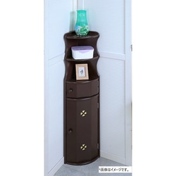 クローバー柄トイレラック コーナー型 ブラウン TAN-121（BR）