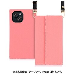 WORK22IP-PK-IP15 [iPhone 15用 手帳型ケース ロングストラップ＆カードポケット付き ピンク]