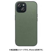 WORK25IP-DG-IP15 [iPhone 15用 本革ケース ストラップホール付き ダルグリーン]